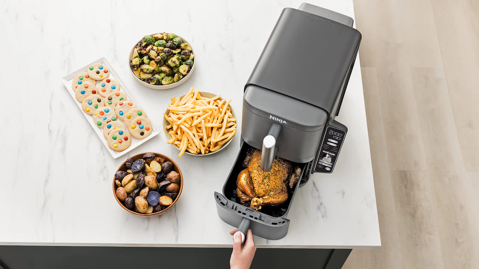 Ninja Double Stack XL — cooking a family meal